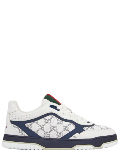 Gucci Gg Outline Pebbled Leather Sneaker With Interlocking G Web And 10mm Profile In White