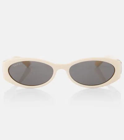 Gucci Gg Oval Sunglasses In White