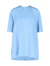 Gucci Light Blue Gg Satin Top In Gray