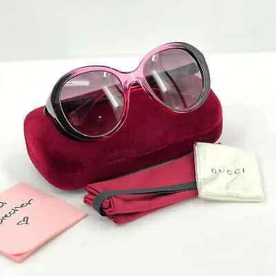Pre-owned Gucci Gg Oversized Round Logo Sunglasses Womens Pink Black Gg0368s Retro 70s 80s In Purple