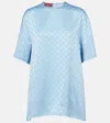 Gucci Light Blue Gg Satin Top In Gray