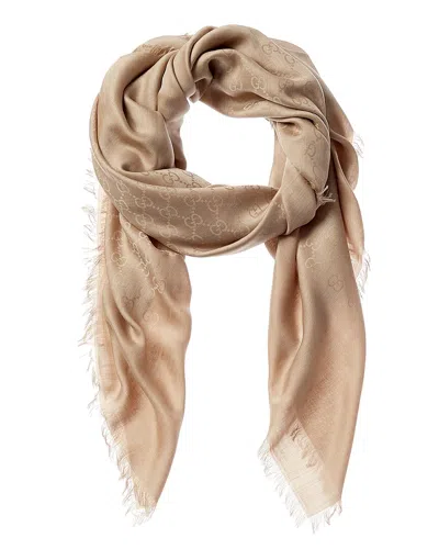 Gucci Gg Oversized Square Jacquard Wool & Silk-blend Scarf