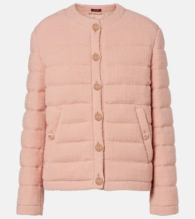 Gucci Gg Padded Wool-blend Tweed Jacket In Pink