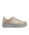 Gucci Multicolor Gg Supreme Fabric And Leather Sneakers In Nude