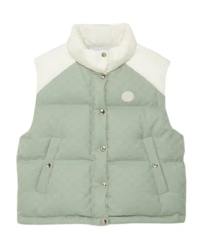 Gucci Gg Panelled Padded Gilet In Gray