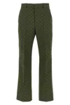 Gucci Gg Jacquard Cotton-blend Bootcut Pants In Green