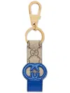 Gucci Gg-patch Leather Keyring In Neutrals