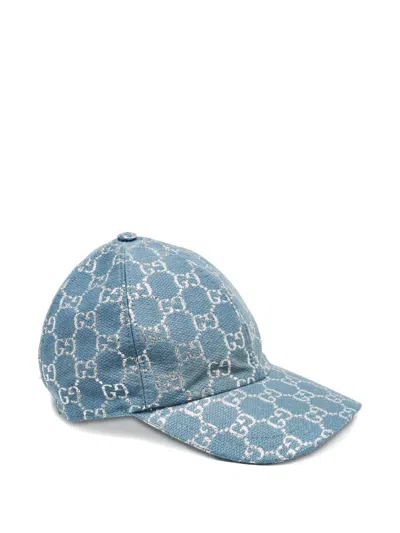 Pre-owned Gucci Gg-pattern Baseball Cap In Blue