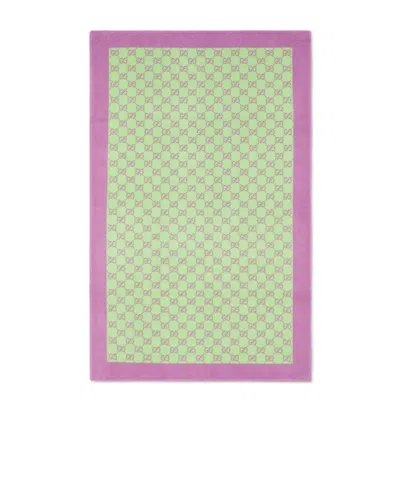 Gucci Gg Pattern Beach Blanket In Light Green/lavender