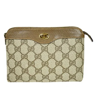 Gucci Gg Pattern Beige Canvas Clutch Bag () In Brown