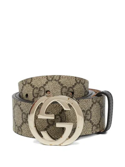 Pre-owned Gucci Gg Pattern Belt In Neutral