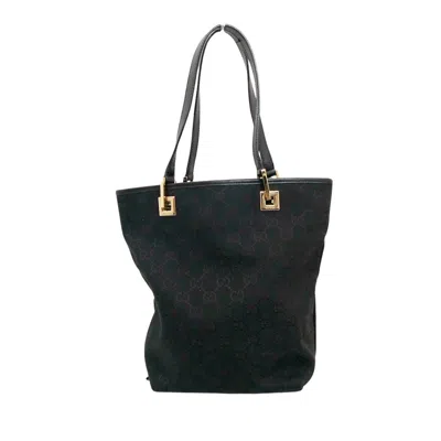 Gucci Gg Pattern Black Canvas Tote Bag ()