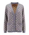 Gucci Monogrammed Intarsia Button-up Cardigan In Gray