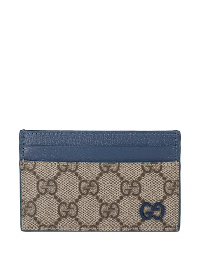 Gucci Gg-pattern Cardholder In Blue