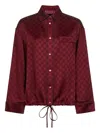 Gucci Gg-pattern Drawstring Shirt In Burgundy