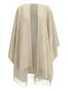 Gucci Gg-pattern Fringe Cape In Neutral