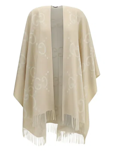 GUCCI GG-PATTERN FRINGE CAPE