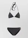 Gucci Gg Pattern Halter Neck Triangle Top Swimsuit In Gray