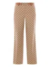 Gucci Gg Canvas Cropped Trousers With Horsebit In Brown