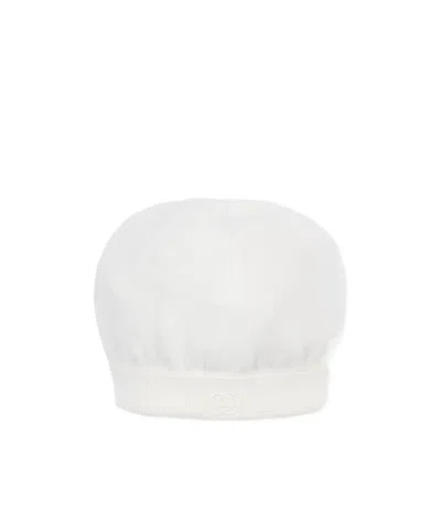 Gucci Kids' Gg Pattern Knit Hat In White