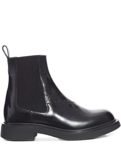 Gucci Leather Upper And Rubber Sole Bootie In Black