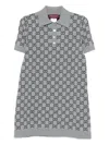Gucci Gg Wool Dress With Ribbed Profiles In Gray