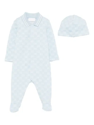 Gucci Babies' Gg-pattern Pajamas In Blue