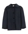 Gucci Gg-pattern Peter Pan-collar Jacket In Blue