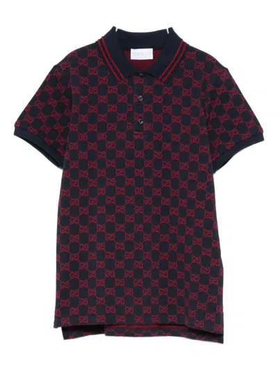 Gucci Kids' Gg-pattern Polo Shirt In Burgundy