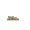 Gucci Beige Gg Fabric Sandals With Double G Women