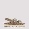 Gucci Beige Gg Fabric Sandals With Double G Women