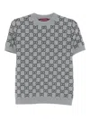 Gucci Women Gg Allover Reverible Short Sleeves Pull In Gray
