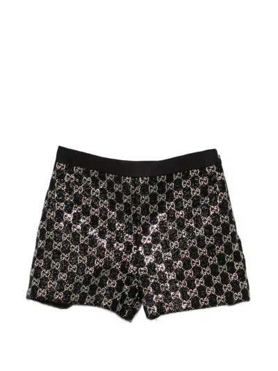 Gucci Gg Embellished High-rise Shorts In Black