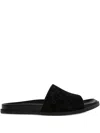 Gucci Men Leather Slides With All-over Gg Motif In Black