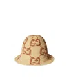 Gucci Gg Raffia-effect Cloche Hat In Nude
