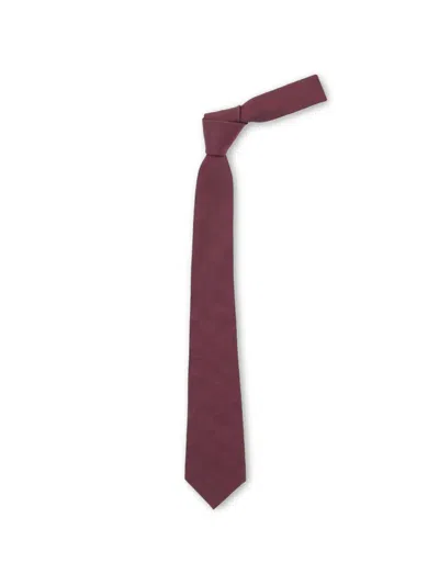 Gucci Slim Cotton Silk Blend Necktie Design In Red
