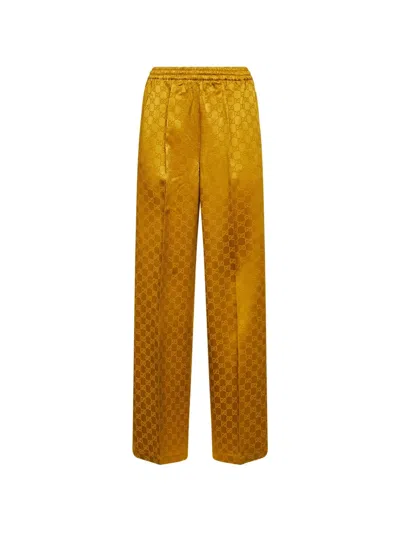 Gucci Jacquard Wide Leg Jogger Trousers Textured In Yellow