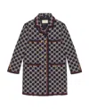 Gucci Gg Pattern Tweed Coat In Black