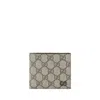 Gucci Gg Supreme Fabric And Leather Wallet With Frontal Logo