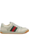 Gucci Gg-pattern Web Stripe Lace-up Sneakers In Gold
