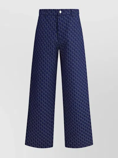 Gucci Gg Pattern Wide Leg Pants In Blue/white/mc