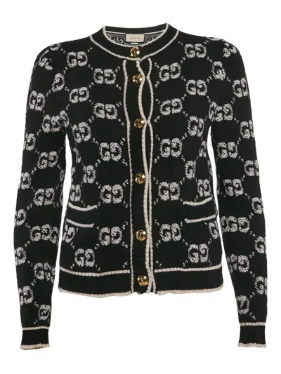 Pre-owned Gucci Gg Pattern Wool Cardigan
