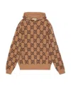 Gucci Gg-jacquard Wool-blend Hoodie In Brown