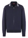 Gucci Gg-pattern Zip-up Sweatshirt In Blue
