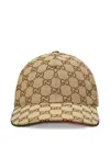 Gucci Women Beige Baseball Hat With Curved Brim And All-over Gg Motif In Fabric Woman In Neutral