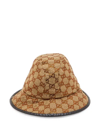 Pre-owned Gucci Gg Patterned Bucket Hat In Brown