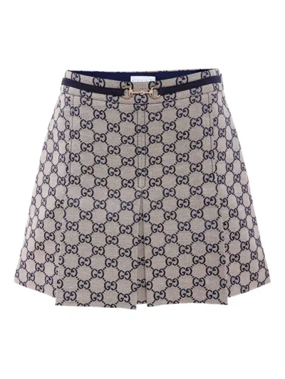 Gucci Gg-patterned Pleated Mini Skirt