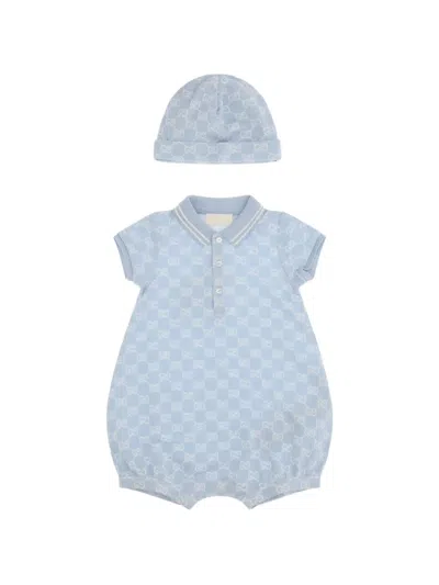 Gucci Babies' Gg-patterned Shorties Set (set Of Two) In Blue