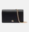 Gucci Gg Petite Marmont Leather Wallet On Chain In Black
