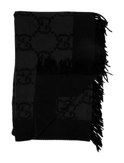 Pre-owned Gucci Gg Plaid Throw Blanket In Black